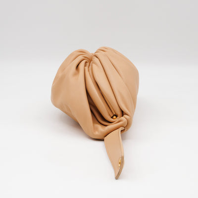 Mini Chain Pouch Waist Bag Beige Leather