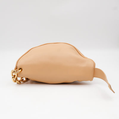 Mini Chain Pouch Waist Bag Beige Leather