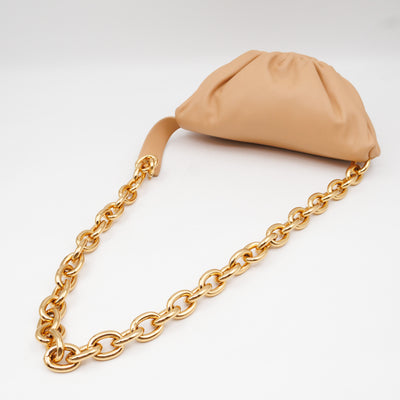 Mini Chain Pouch Waist Bag Beige Leather