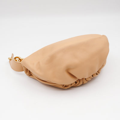 Mini Chain Pouch Waist Bag Beige Leather