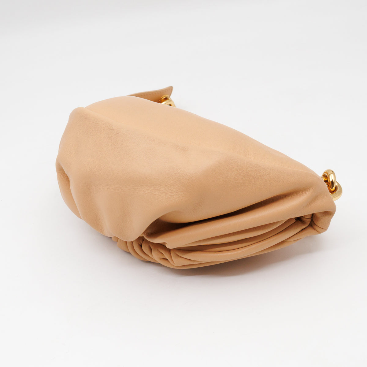 Mini Chain Pouch Waist Bag Beige Leather