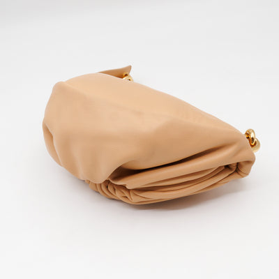 Mini Chain Pouch Waist Bag Beige Leather