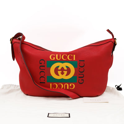 Half Moon Hobo Bag Red Leather
