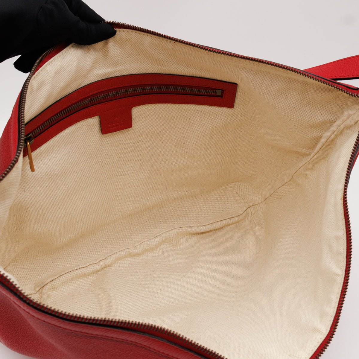 Half Moon Hobo Bag Red Leather