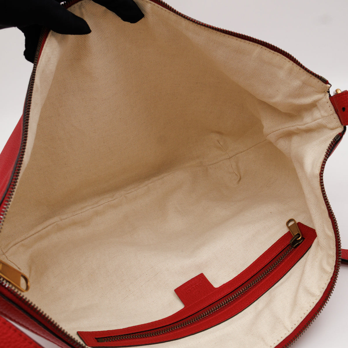 Half Moon Hobo Bag Red Leather