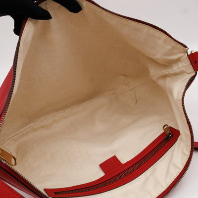 Half Moon Hobo Bag Red Leather