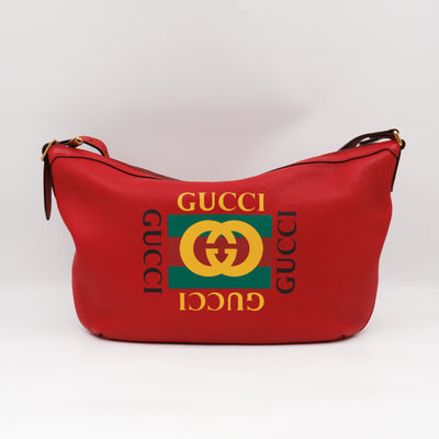 Half Moon Hobo Bag Red Leather