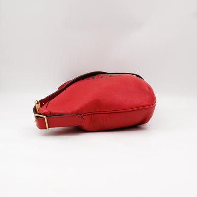 Half Moon Hobo Bag Red Leather