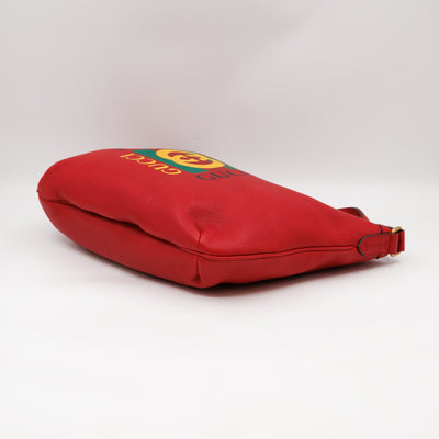 Half Moon Hobo Bag Red Leather