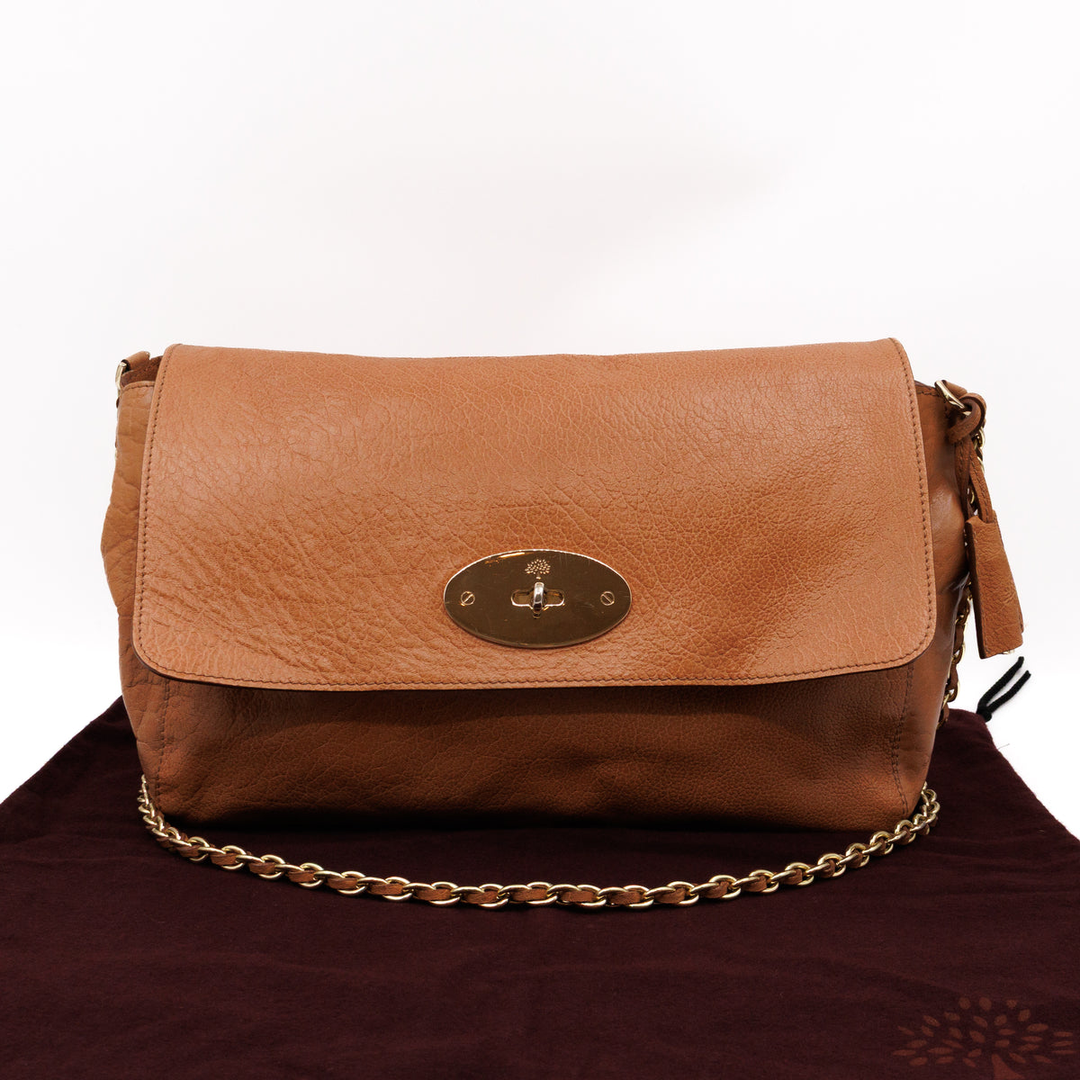 Lily Large Brown Calfskin Leather Gold