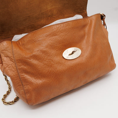 Lily Large Brown Calfskin Leather Gold