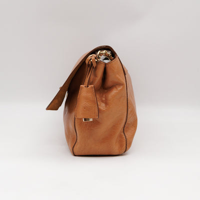 Lily Large Brown Calfskin Leather Gold