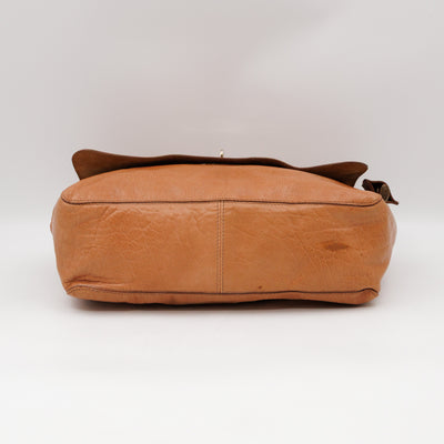 Lily Large Brown Calfskin Leather Gold