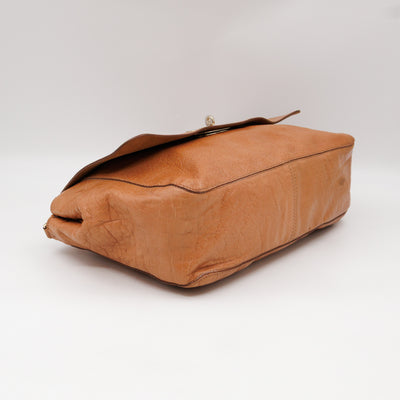 Lily Large Brown Calfskin Leather Gold