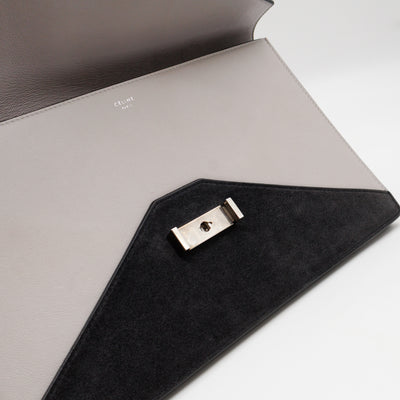 Tri-Color Diamond Clutch Ostrich Leather & Suede