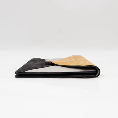 Tri-Color Diamond Clutch Ostrich Leather & Suede