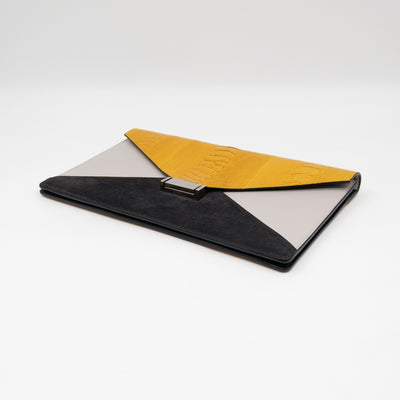 Tri-Color Diamond Clutch Ostrich Leather & Suede