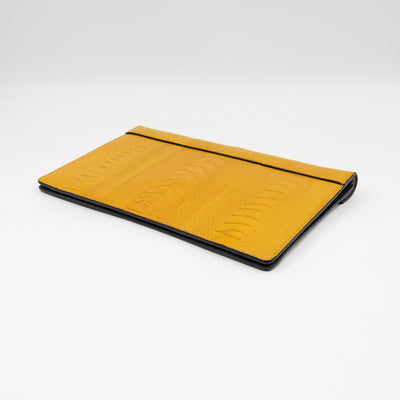 Tri-Color Diamond Clutch Ostrich Leather & Suede