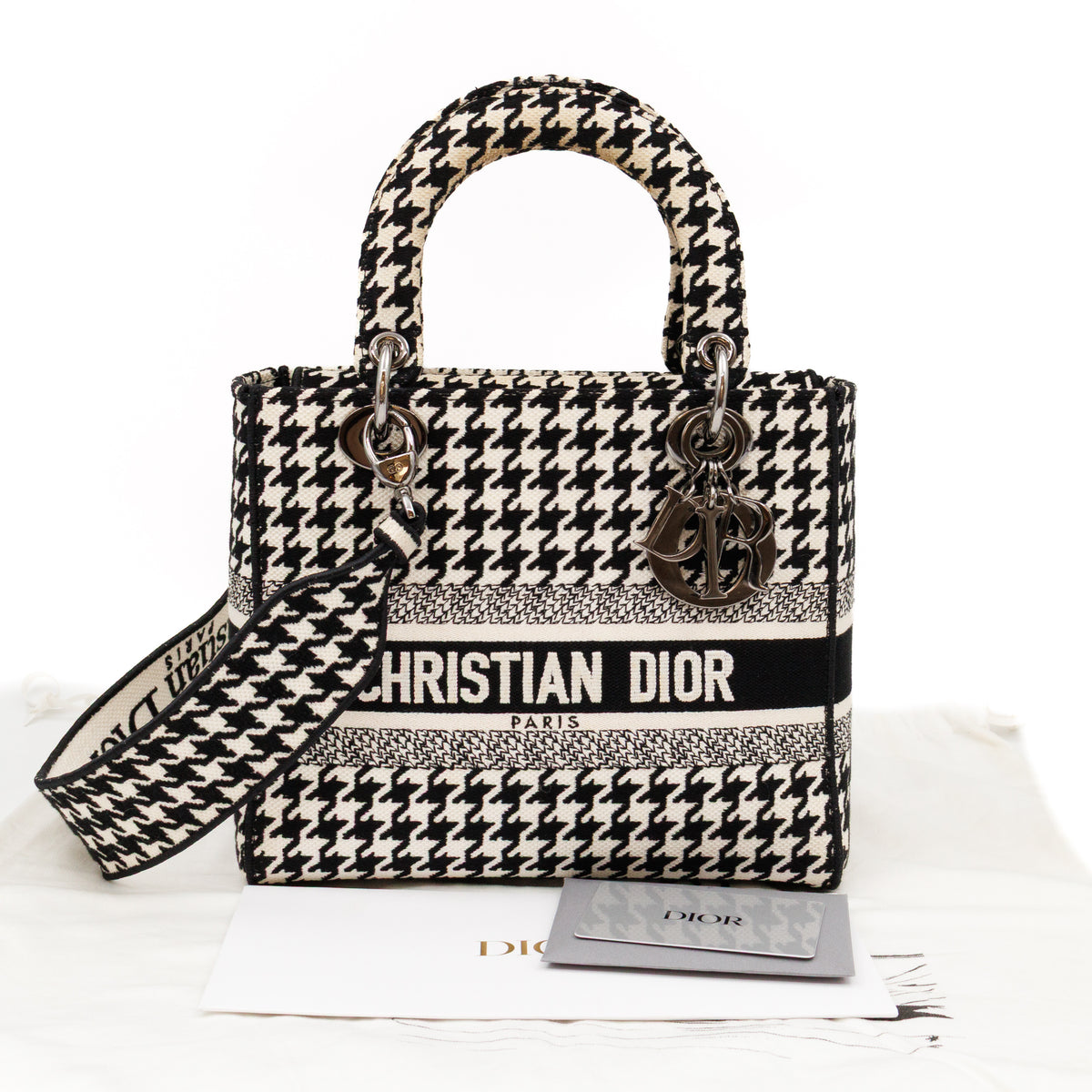 Lady D-Lite Embroidered Houndstooth Black White Canvas