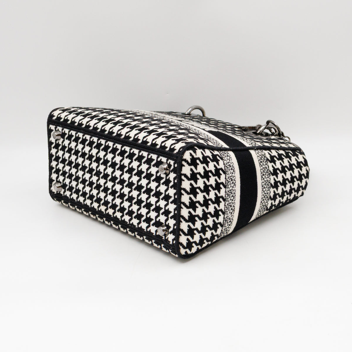 Lady D-Lite Embroidered Houndstooth Black White Canvas
