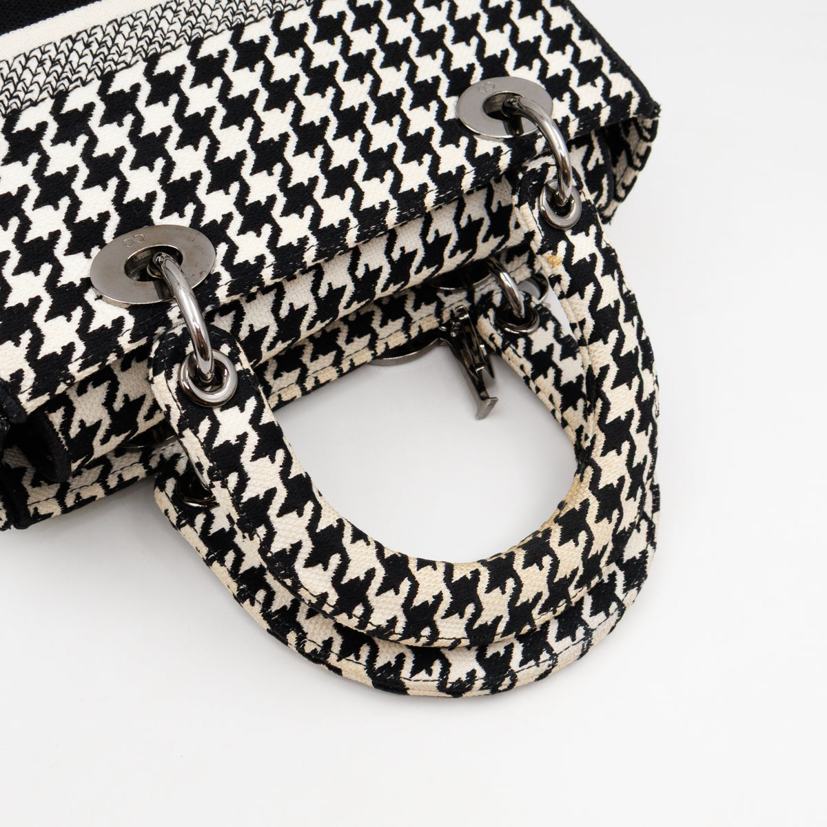 Lady D-Lite Embroidered Houndstooth Black White Canvas