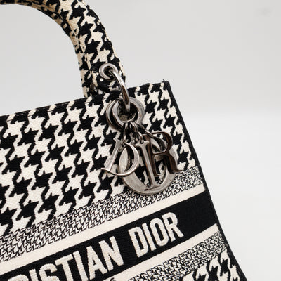 Lady D-Lite Embroidered Houndstooth Black White Canvas