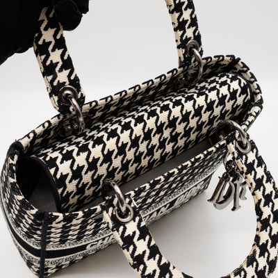 Lady D-Lite Embroidered Houndstooth Black White Canvas