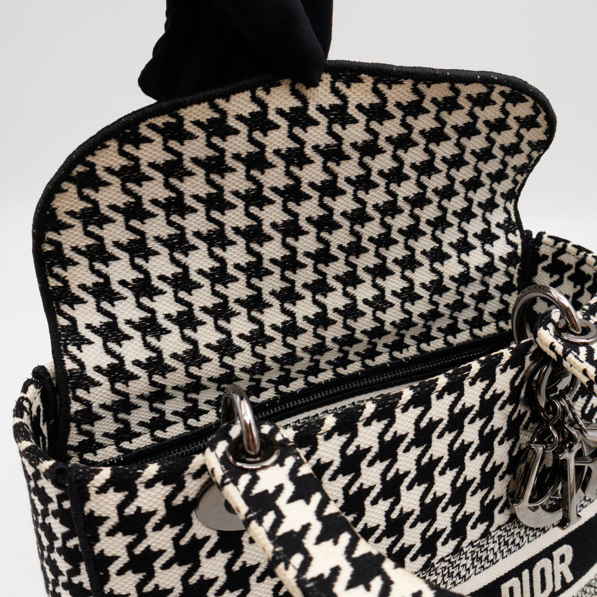 Lady D-Lite Embroidered Houndstooth Black White Canvas