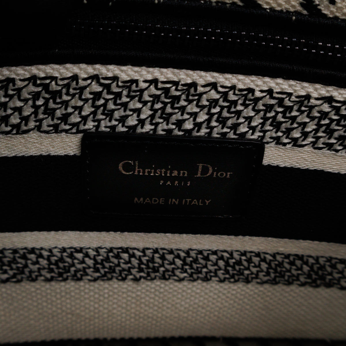 Lady D-Lite Embroidered Houndstooth Black White Canvas