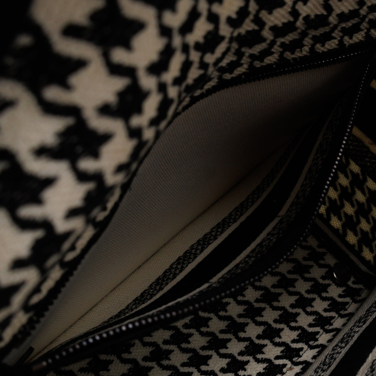 Lady D-Lite Embroidered Houndstooth Black White Canvas
