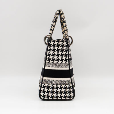 Lady D-Lite Embroidered Houndstooth Black White Canvas