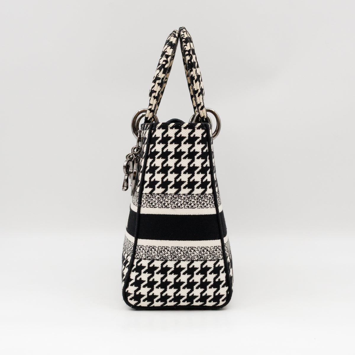 Lady D-Lite Embroidered Houndstooth Black White Canvas