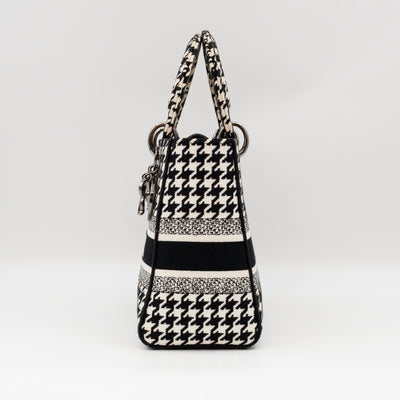Lady D-Lite Embroidered Houndstooth Black White Canvas