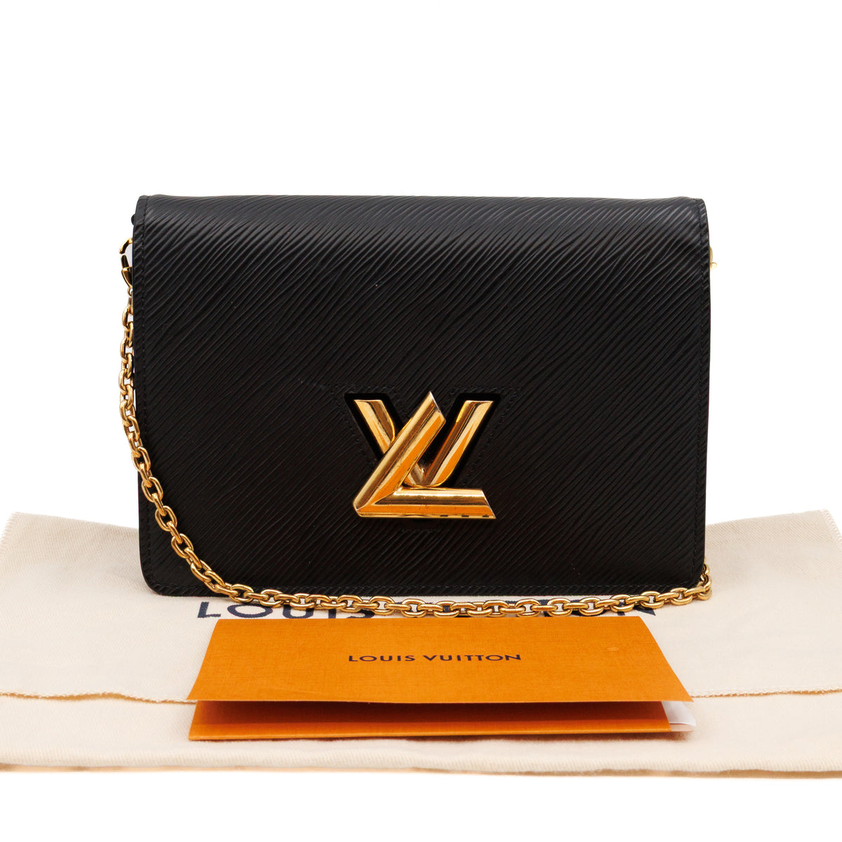 Twist Belt Chain Wallet Epi Leather Black