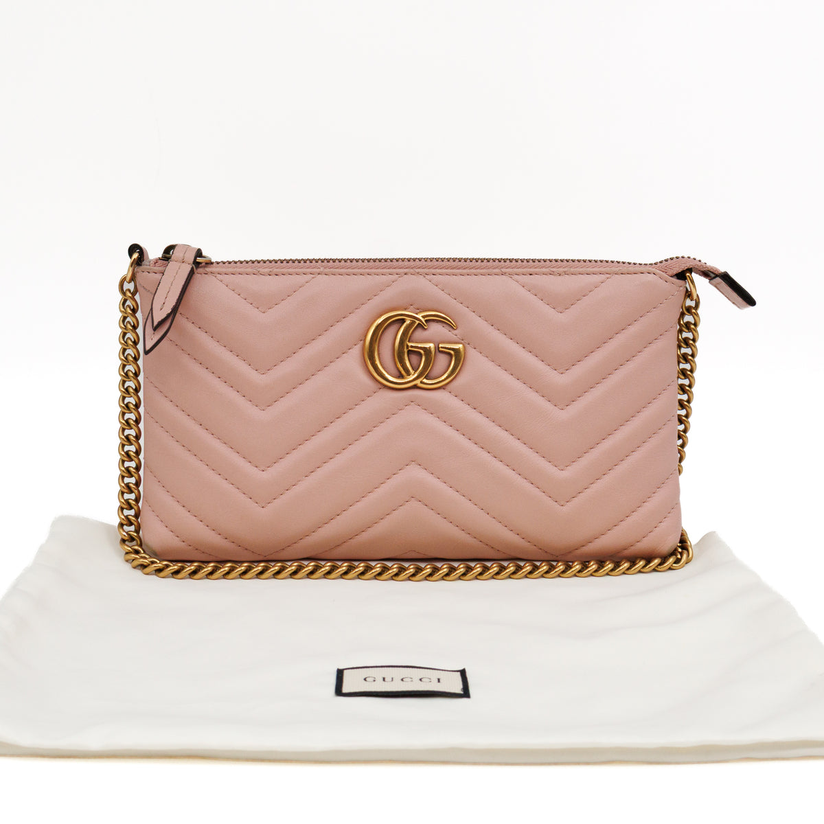 GG Marmont Chain Wallet Pink Leather