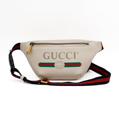 Web Logo Belt Bag White Leather