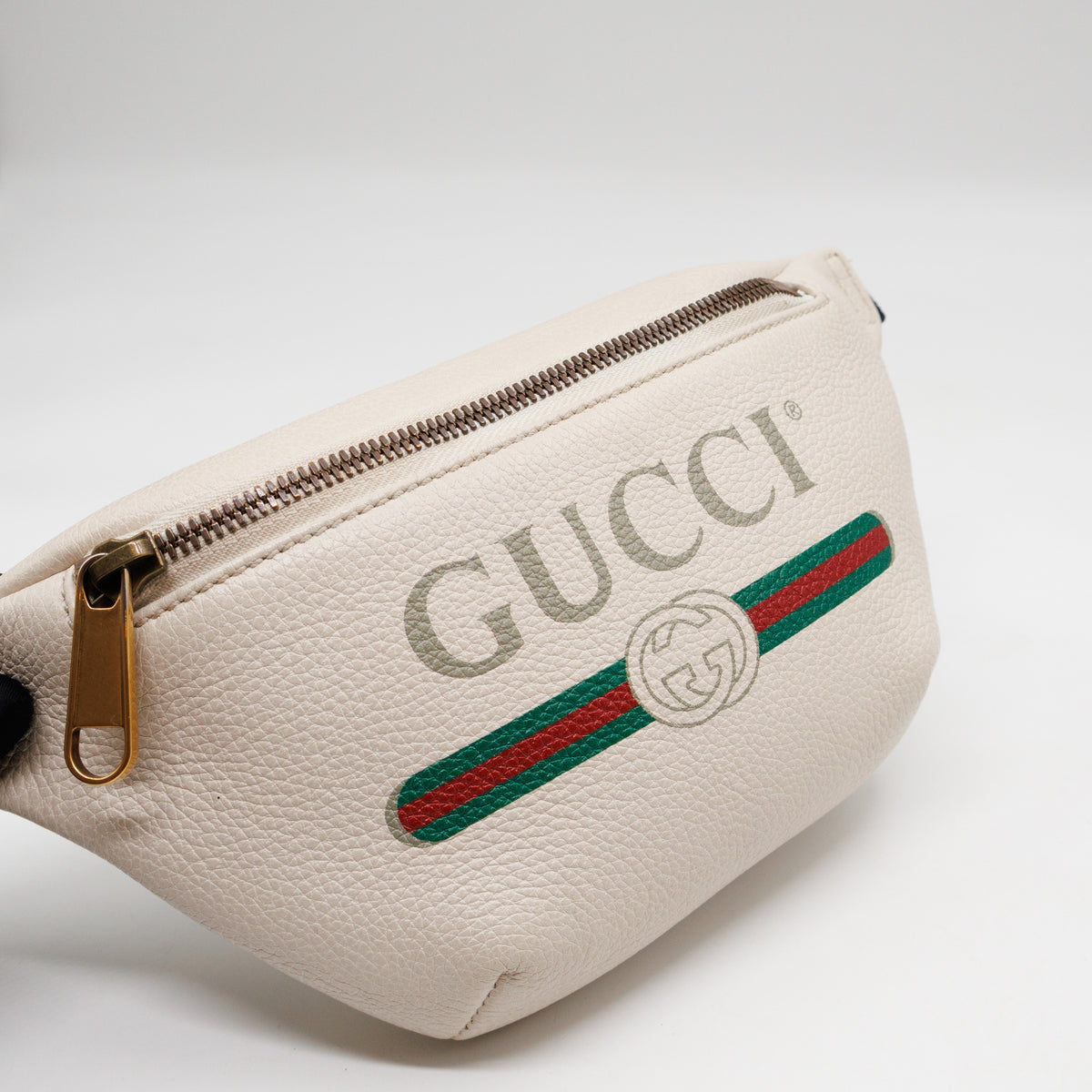 Web Logo Belt Bag White Leather