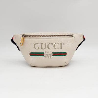 Web Logo Belt Bag White Leather