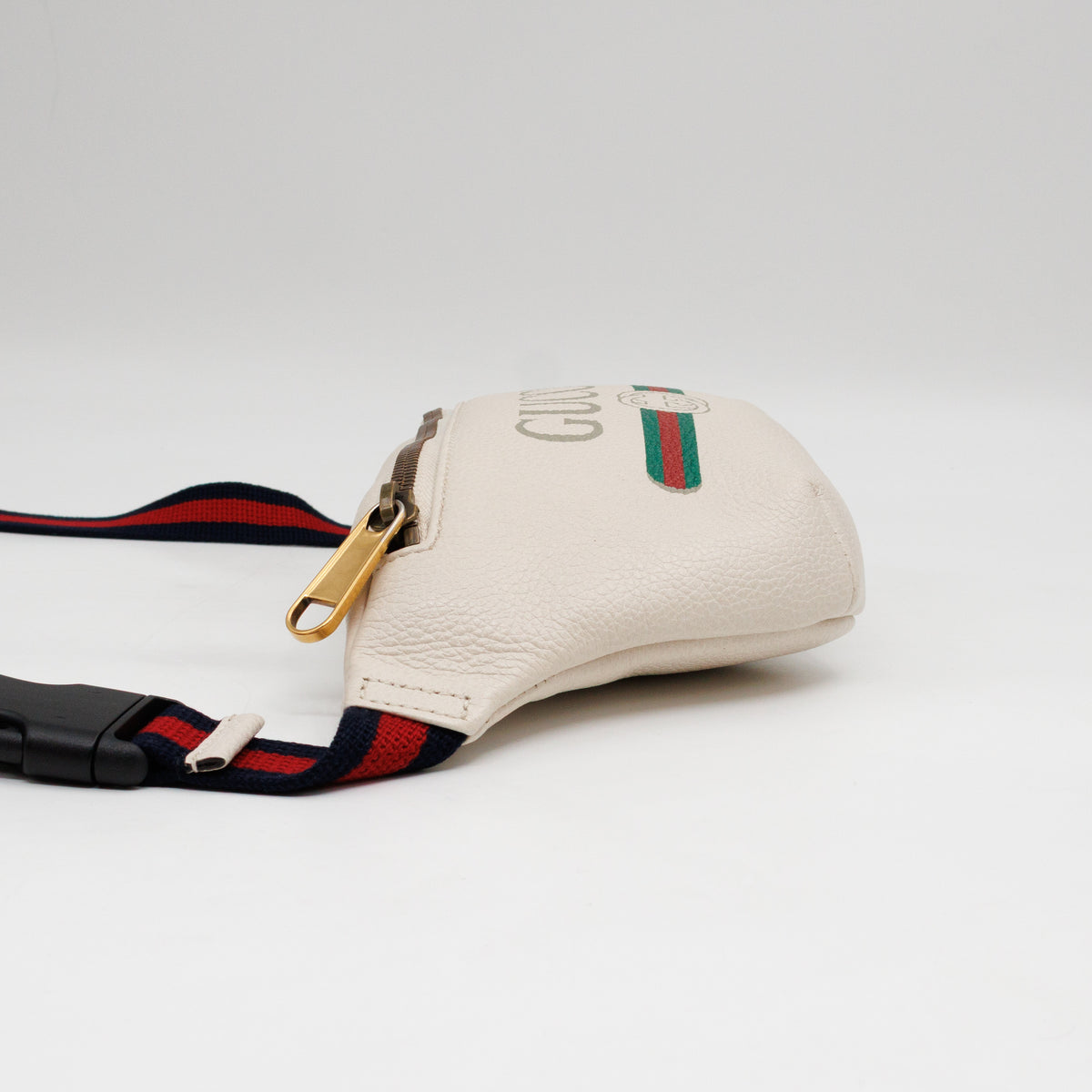 Web Logo Belt Bag White Leather