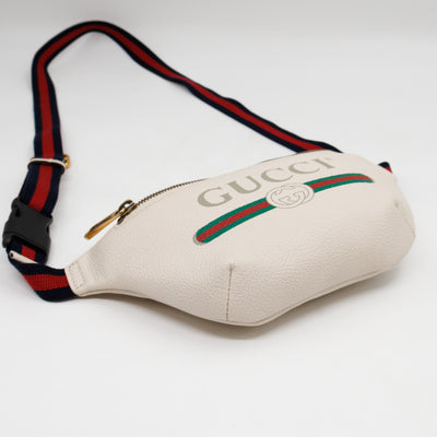 Web Logo Belt Bag White Leather