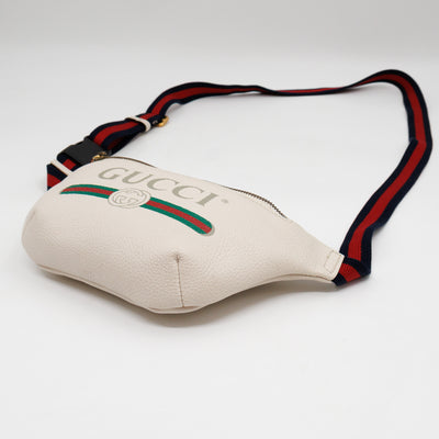Web Logo Belt Bag White Leather