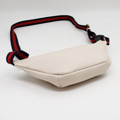 Web Logo Belt Bag White Leather