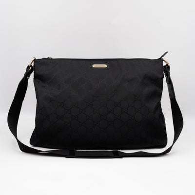 Large GG Canvas Messenger Bag Black