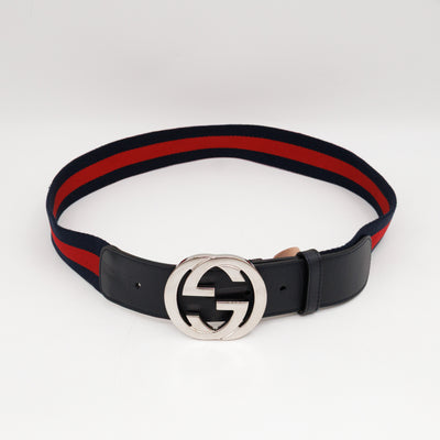 Interlocking G Buckle Fabric Belt 90 cm