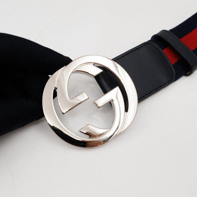 Interlocking G Buckle Fabric Belt 90 cm