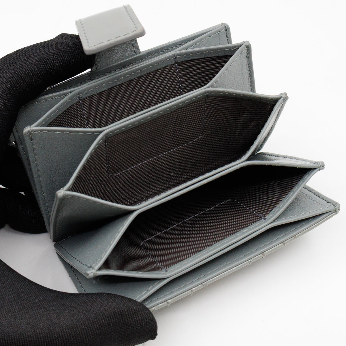 Lady Dior Jasmine Card Holder Grey Patent Leather