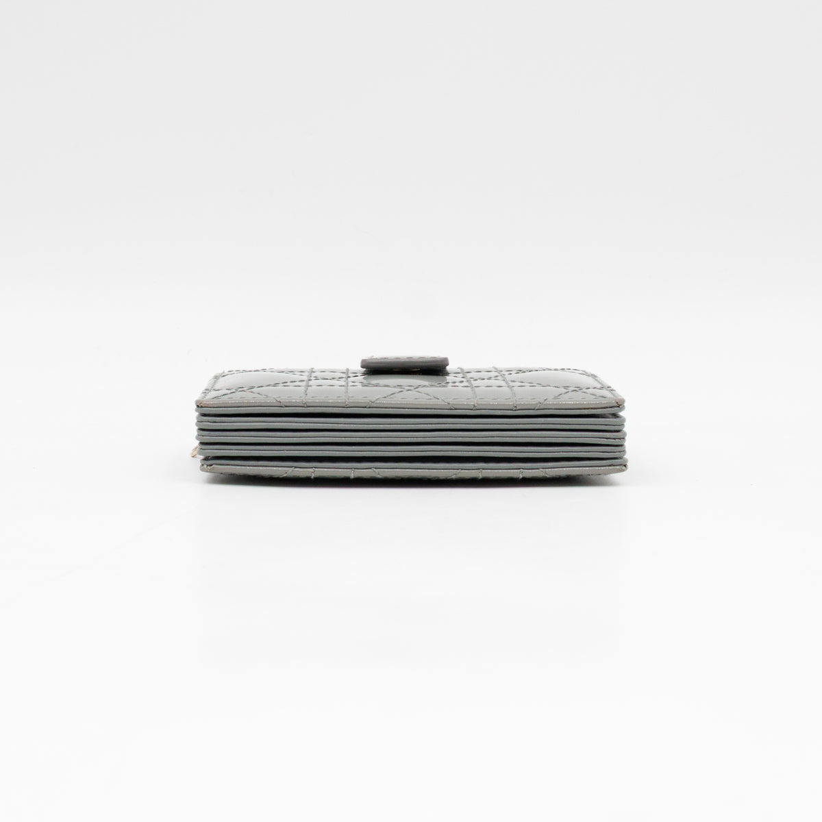Lady Dior Jasmine Card Holder Grey Patent Leather