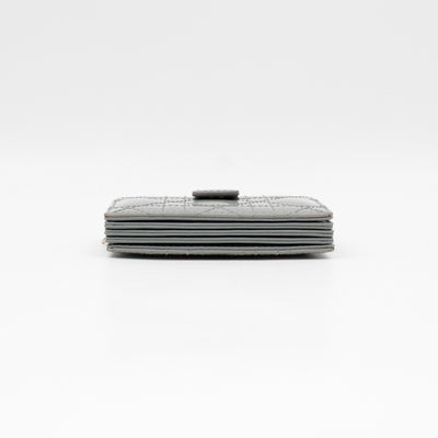 Lady Dior Jasmine Card Holder Grey Patent Leather