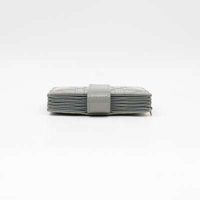 Lady Dior Jasmine Card Holder Grey Patent Leather