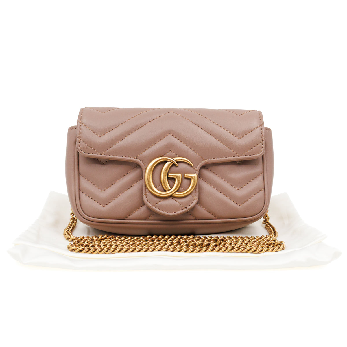 GG Marmont Super Mini Flap Bag Dusty Pink Leather